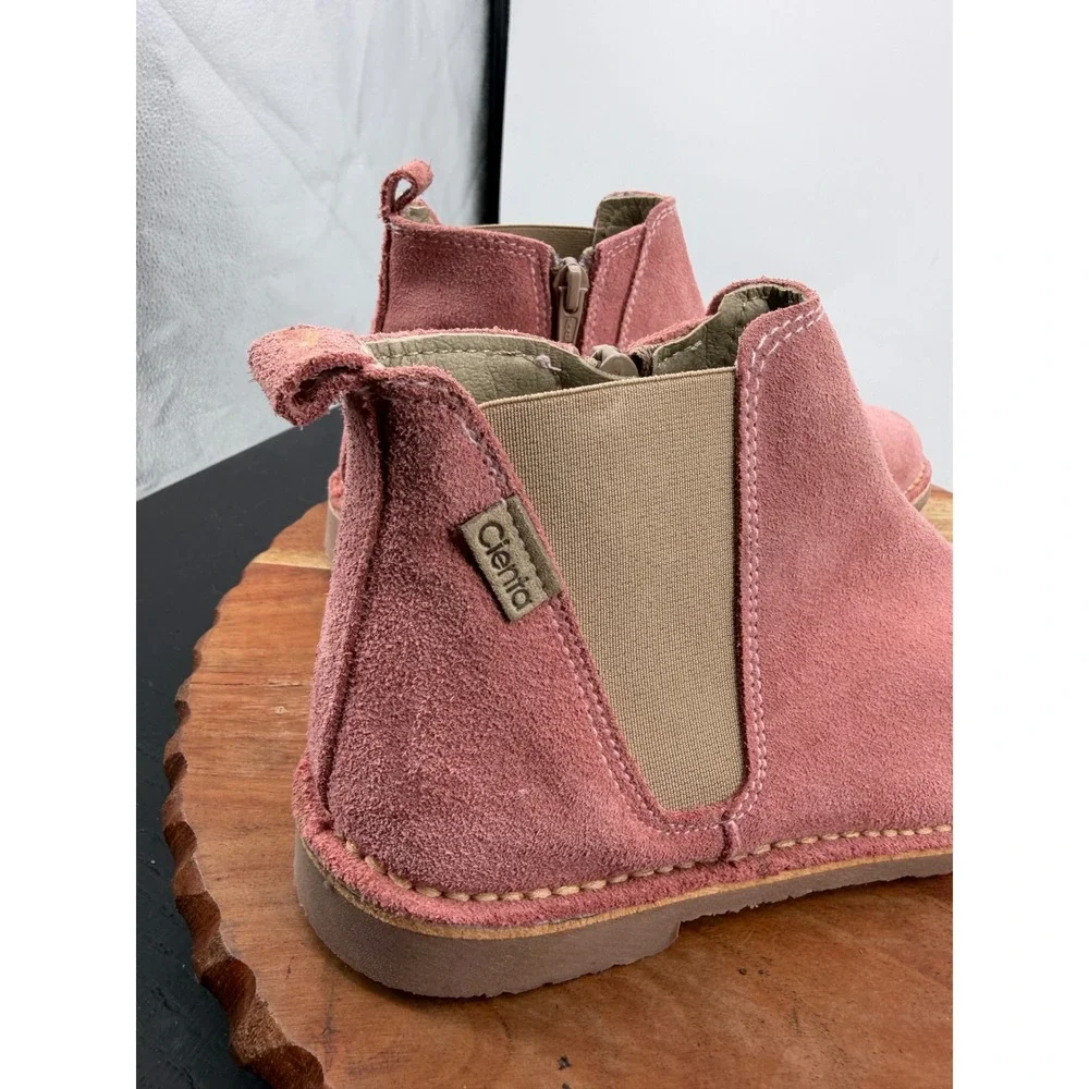Cienta Chelsea Boots 35 little girls 3.5 Pink Suede Ankle Side Zip Made in Spain